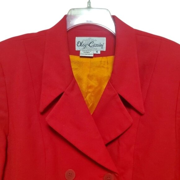 Oleg Cassini Blazer 100% Wool Double Breasted Vintage 16 - Picture 4 of 10